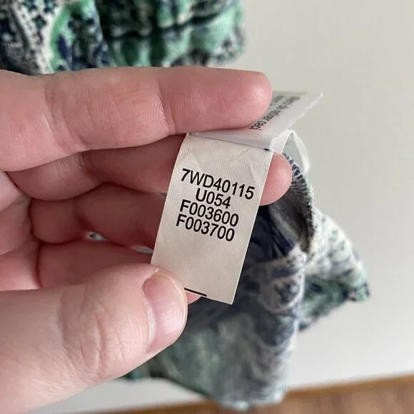 Lucky Brand Wmn SZ XS Blue/Green/White Boho Tunic Style Tie Neckline Short Dress - Picture 11 of 11